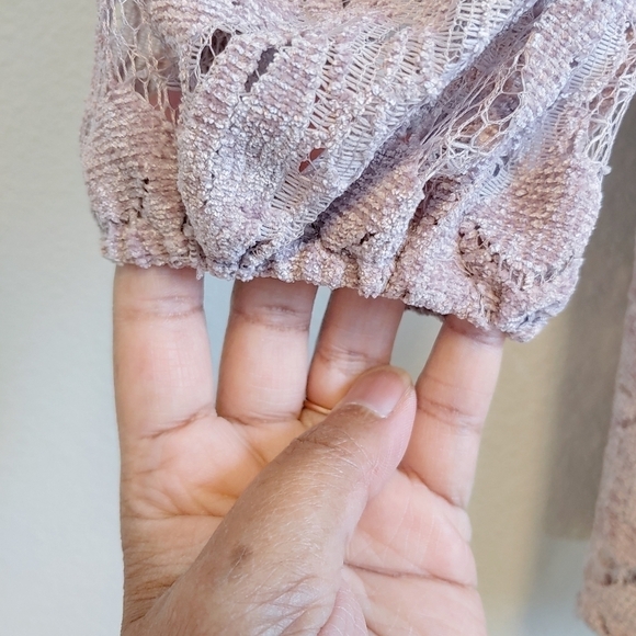 Free People Ruby Mauve Crochet Lace Boho Victorian Mini Dress Sz XS Fairycore - Picture 3 of 9